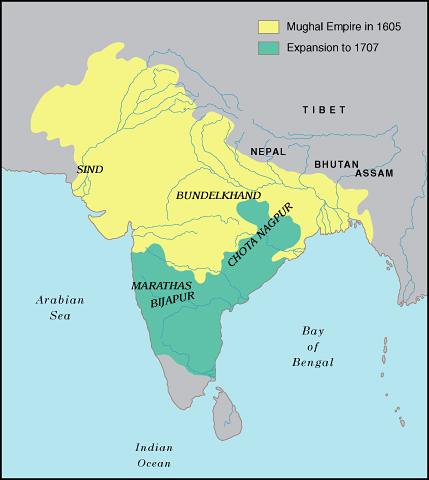 Descendants of the Mongols, the Muslin Mughal Rulers established an empire in Northern India and traded with the European nations.