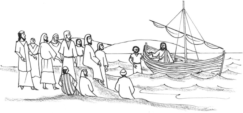Everyone tried to get close to Him. So Jesus looked around and saw two fishing boats.