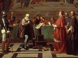 Galileo standing trial in