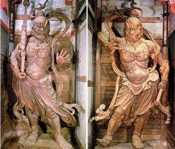Nio Guardian Statues! Nara, Japan! 1203 CE! Cypress wood! 8 meters tall! Unkei and Kaikei! Protectors against evil spirits!