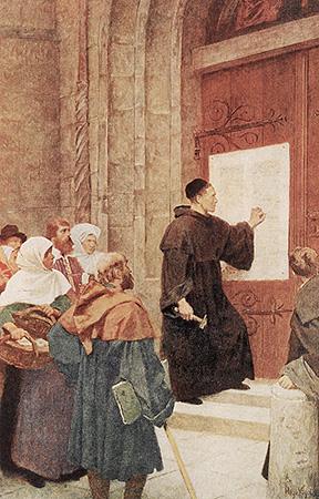 On October 31, 1517 a German monk named Martin Luther posted his 95 Theses on the Wittenberg Church door.