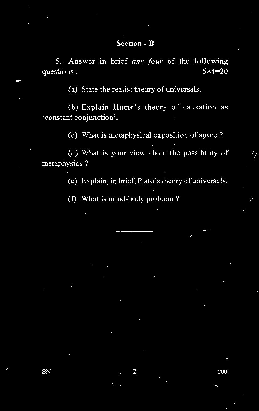 ( c) What is metaphysical exposition of space?