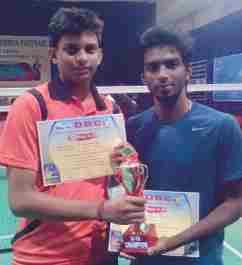 Earlier the duo had also bagged the champion's trophy with a cash prize of Rs. 5000/- at the Batakrishna Pattanaik state-level badminton championship in under 19 category held from December 19 to 21.