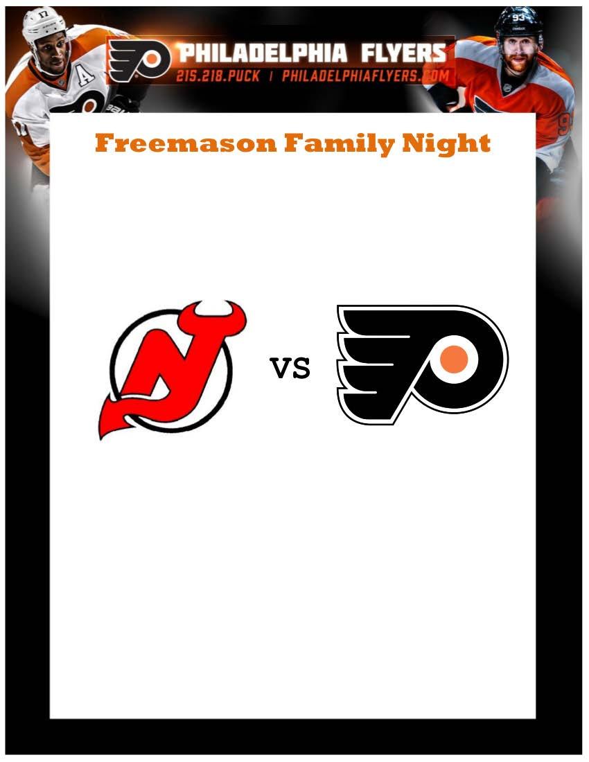 Spend the day with fellow Freemasons from New Jersey, Pennsylvania and Delaware as the New Jersey Devils take on the Philadelphia Flyers.