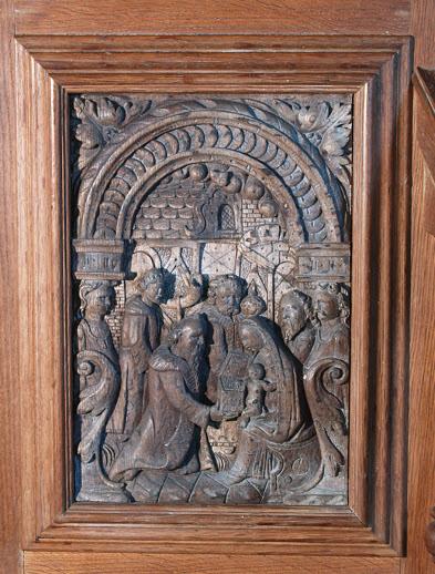 Saved from the bonfire:- Only the Flemish panels in the pulpit survive from the 1200's chapel-of-ease. The Pulpit s Own Story.