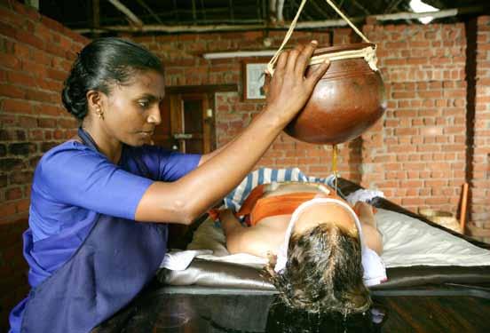 Preparing an Interactive Dramatization: Ayurvedic Medicine This Ayurvedic treatment includes pouring oil over the head to help cure headaches. Step 1: Discuss what the image reveals.