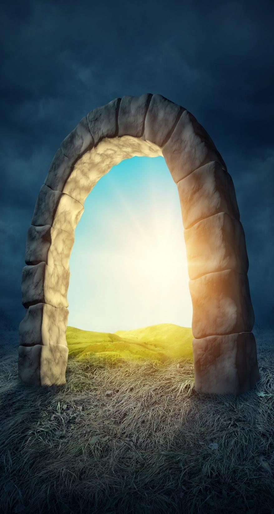 John did not see stairs, he saw an open door. He knows it is a door to the heavenly realm. He hears the voice which he compares to a trumpet, perhaps a shofar.
