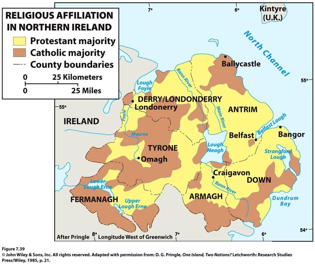 Figure 7.39 Religious Affiliation in Northern Ireland.