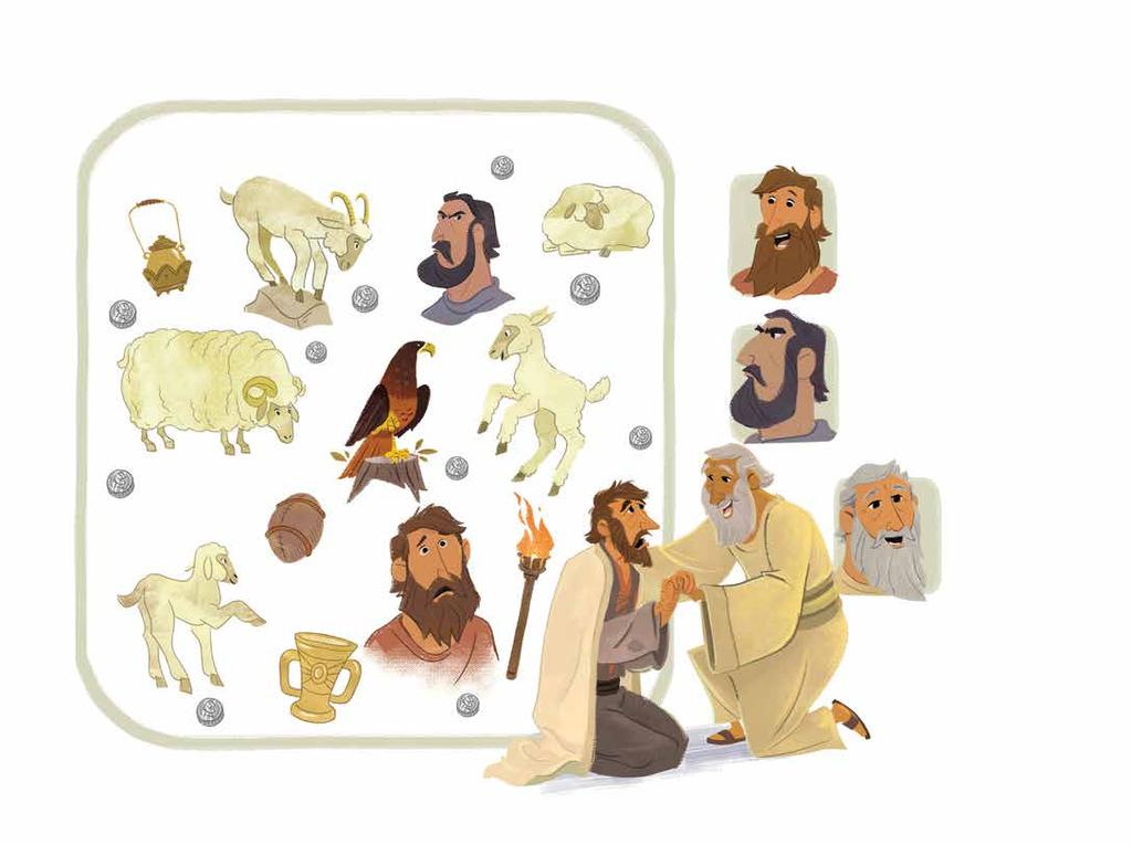Seek and Celebrate Find and circle 5 sheep, 10 silver coins, and 2 sons.