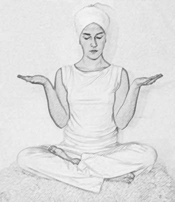Healing with the Siri Gaitri Mantra p.1 Sit in an Easy Pose, with a light jalandhar bandh. Mudra: Have the elbows tucked comfortably against the ribs.