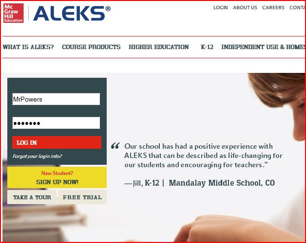 The role of ALEKS in MTH 1825 Who or What is ALEKS? ALEKS is a web based software that is the centerpiece of the MTH 1825 online course.