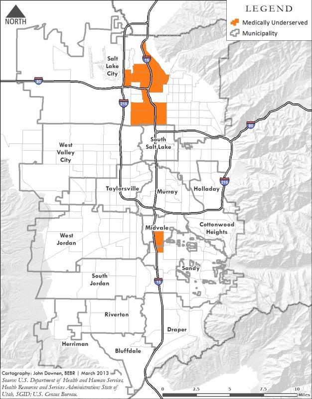 Figure 24 Medically Underserved Areas/Populations in Salt Lake County S A L T L A K
