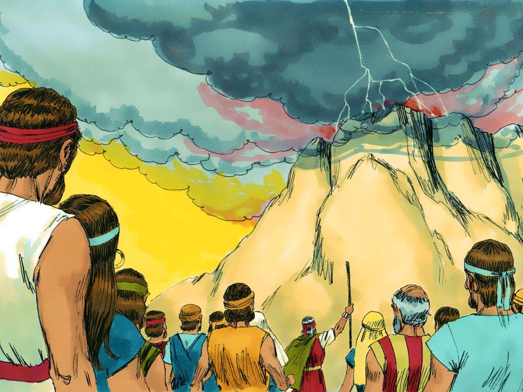 The Israelite s Response. 15 B215.jpg God s Presence on Mt. Sinai. Exodus 20 : 18 Look at the staff, for the 1. Then, there are two heads close together, with turbans on. They make an 8, for the 18.