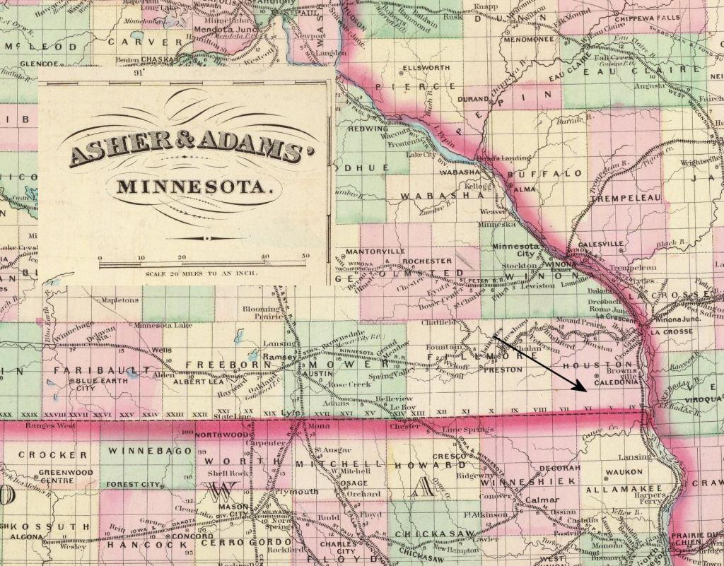 Area of Portland Prairie, from Asher & Adams Minnesota 1874 David Rumsey Historical Map Collection They left the boat at Lansing, Iowa, without any very definite idea where in southeastern Minnesota