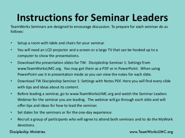 This gives you an overview of what you need to lead your seminar.