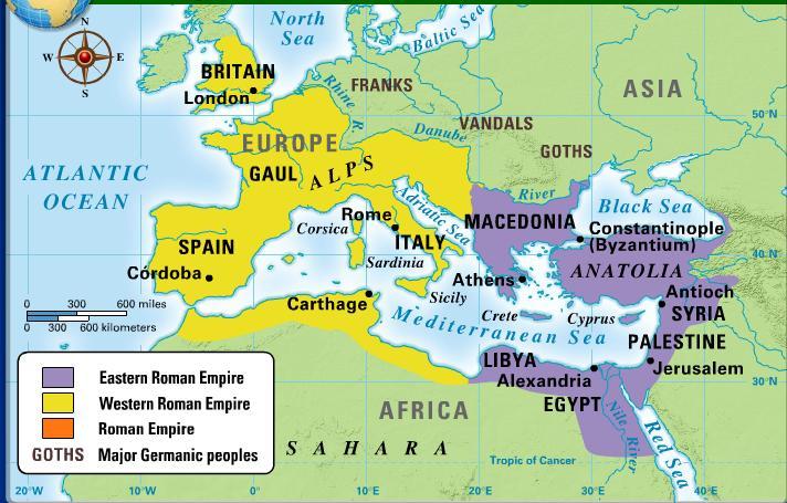 Factors that lead to the Rise of the Byzantine Empire Roman Empire is divided.