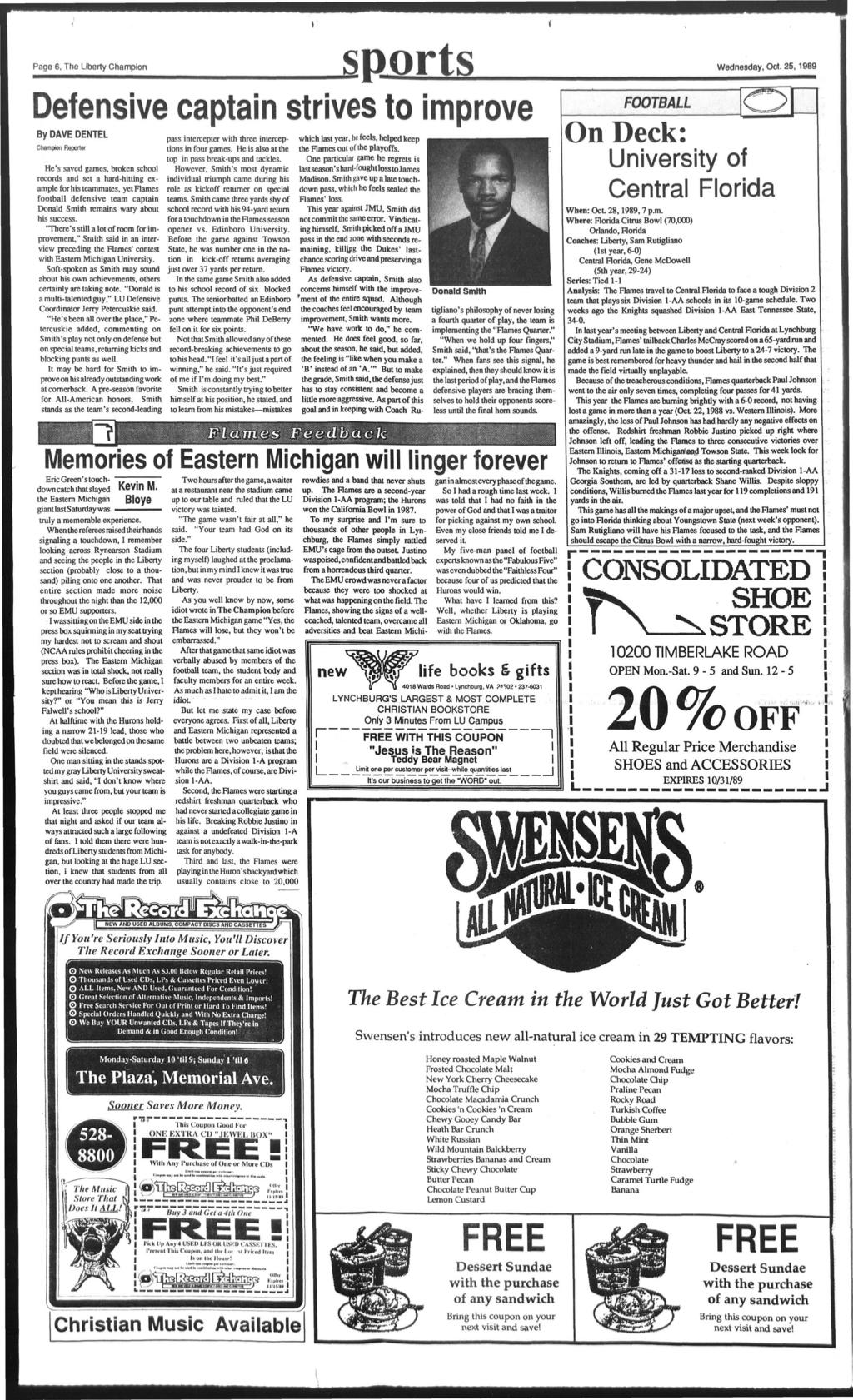 Page 6, The Lberty Champon sports \ Wednesday, Defensve captan strves to mprove By DAVE DENTEL Champon Reporter He's saved games, broken school records and set a hard-httng example for hs teammates,