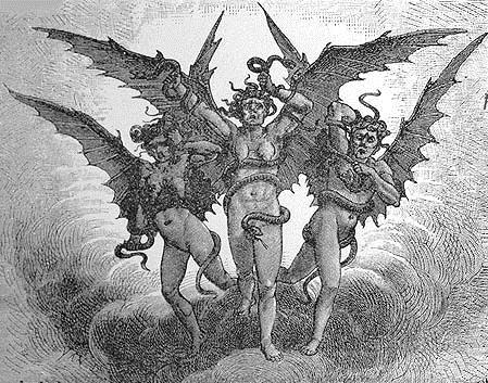 The Furies In Greek and Roman mythology, the Furies were female spirits of justice and vengeance. They were also called the Erinyes (angry ones).