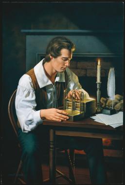 Artist s portrayal of Joseph Smith and Oliver Cowdery working on the translation of the Book of Mormon.
