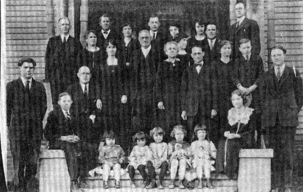 This 1924 photograph shows the James Anthony Carlen family. Front row, left to right: Frank Eugene Collier, Henry Frank Carlen Skinny, William Benton Carlen Jr.