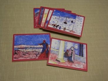 Letter scrolls (13) Underlay: Red (12 x 60 ) Cards illustrating Paul