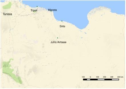 A map of some of the most significant locations of the fighting in Libya, June 2017.