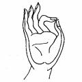 When depicted with a begging bowl this is a sign of the head of an order. Abhaya Mudra Gesture of reassurance, blessing, and protection. "Do not fear.
