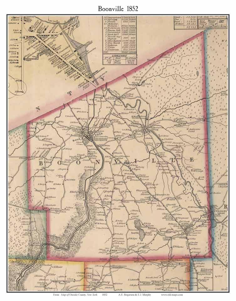 10 Map of Oneida County New York 1852 2016 Old