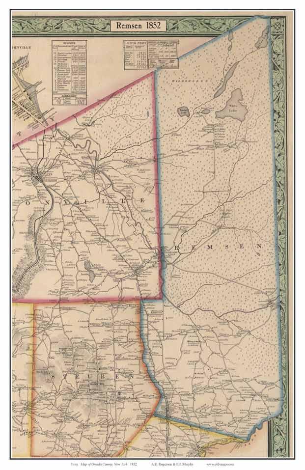 42 Map of Oneida County New York 1852 2016 Old