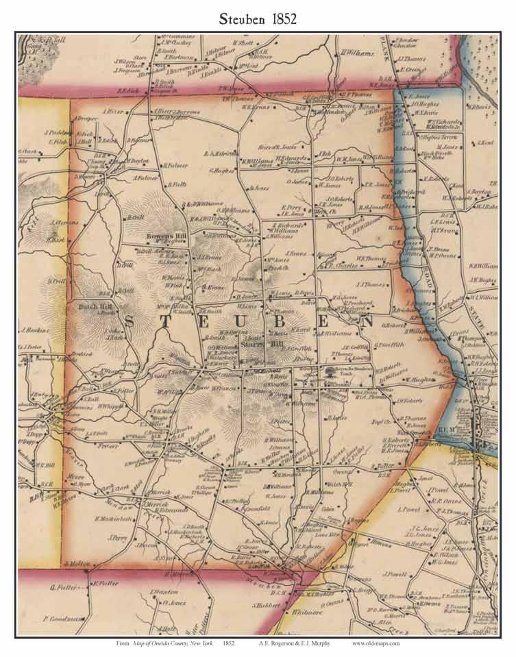 50 Map of Oneida County New York 1852 2016 Old