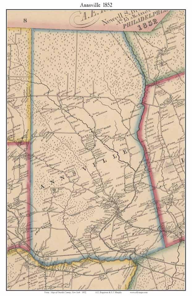 Map of Oneida County New York 1852 2016 Old