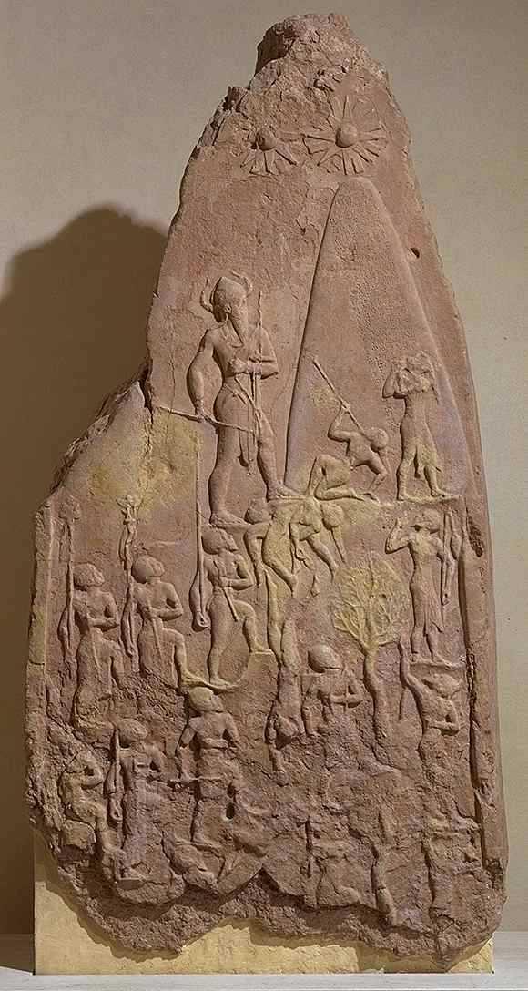 Accad (Akkad) Naram-Sin the grandson of Sargon Stele of Naram-Sin King of Akkad showing his victory over King Satuni of the Lullubi tribe from Zagros c.2230 BC.