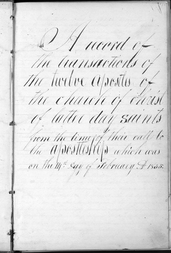 Esplin and Nielsen: The Record of the Twelve, 1835: The Quorum of the Twelve Apostles Figure 1.