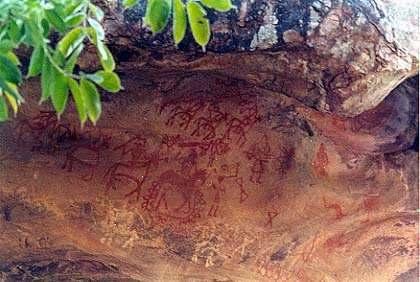 Domesticated horse shown on a painting in Cave no. 8 at Bhimbet.ka http://www.art-and-archaeology.com/india/ http://vm.kemsu.ru/en/mezolith/bhimpet.