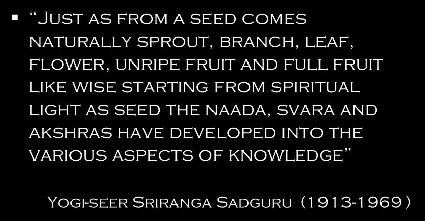 spiritual light as seed the naada, svara and akshras have developed