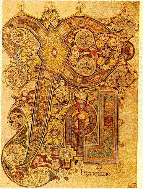 Book of Kells Anglo-Saxon (British) and Irish-Celtic art can be seen in books.