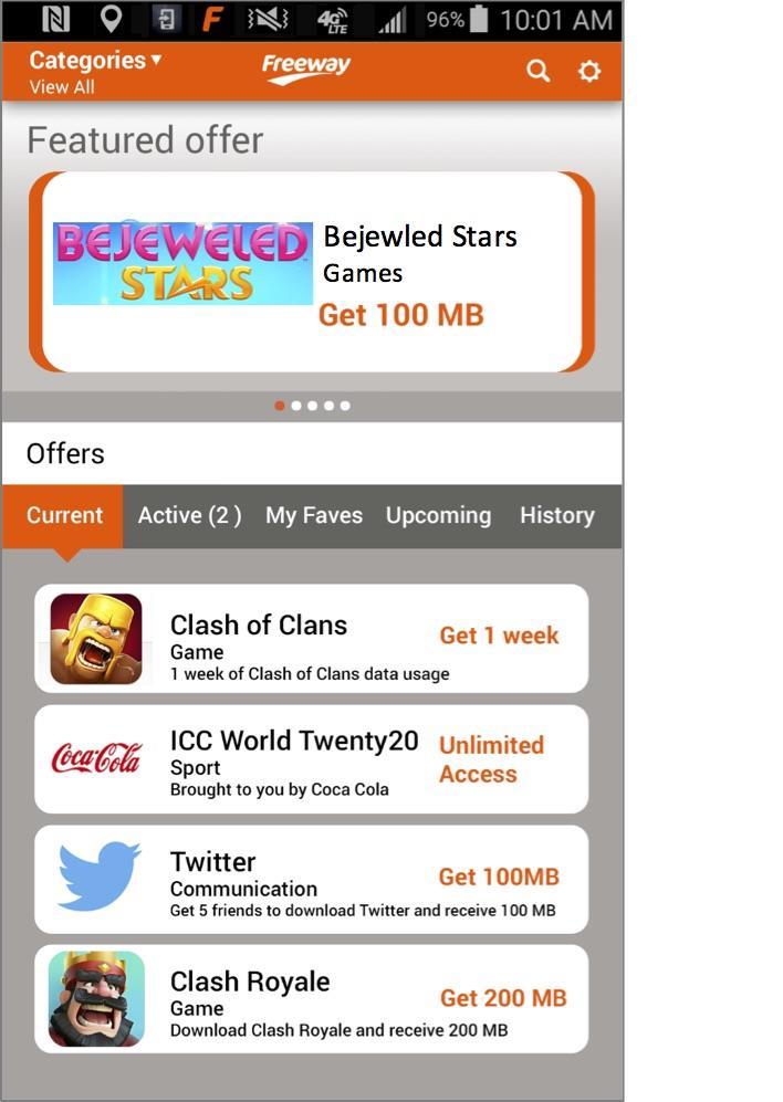 Examples of Sponsored Content Offers Attract new Bejeweled Stars users with a promotional offer Deepen consumer engagement with Clash of Clans by incentivizing them to play longer Increase Coca Cola