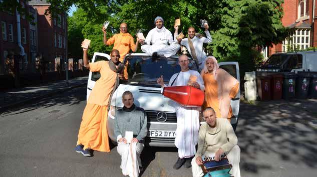 They are visiting ISKCON temples and sanga groups, sharing Krishna Consciousness in towns that may not have seen devotees for many years.