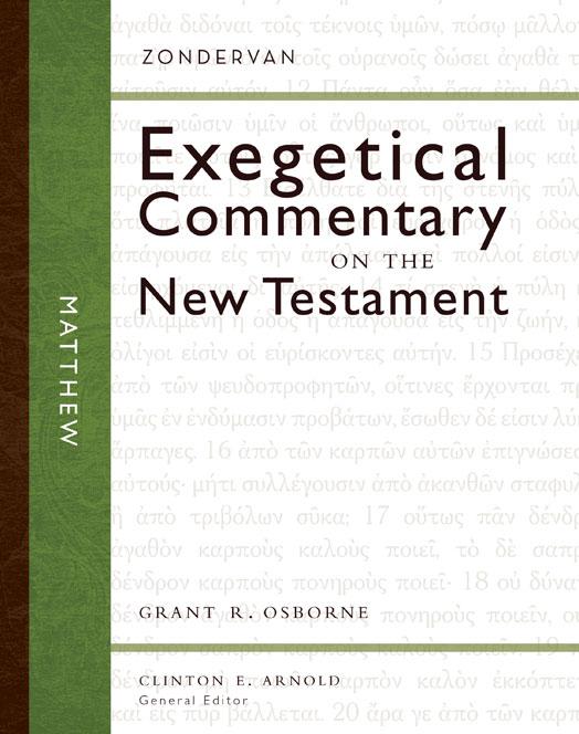 Osborne, Grant R. Matthew Exegetical Commentary on the New Testament Grand Rapids, MI: Zondervan, 2010. Pp. 1154. Hardcover. $49.99. ISBN 9780310243571.