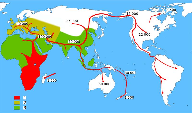 Human Migration It s not surprising that the migration estimates of human beings from the beginning of history basically point to the area thought to
