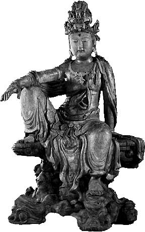 China Bodhisattva Guanyin Room 44 Case 60 Buddhism arrived in China in the 1st century CE (AD) and sacred Indian texts were translated into Chinese. This is a sculpture of a Bodhisattva.
