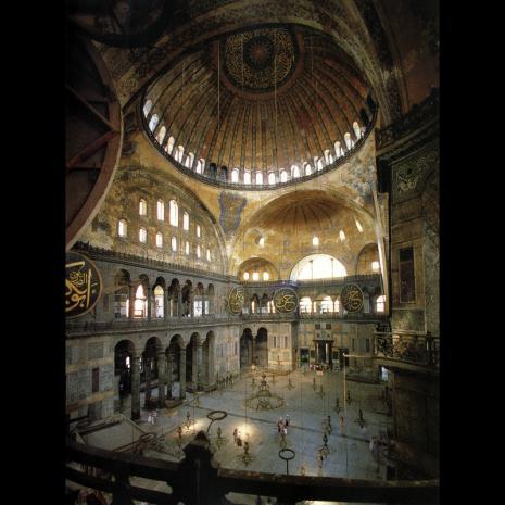 8 Ottoman Empire) - Dome much thinner, lighter, has floating/levitating feel - Later turned into a mosque (thus, writing on the walls) o But once covered in expensive mosaics - Reference to