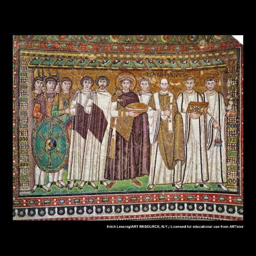 JUSTINIAN AND HIS ATTENDANTS in
