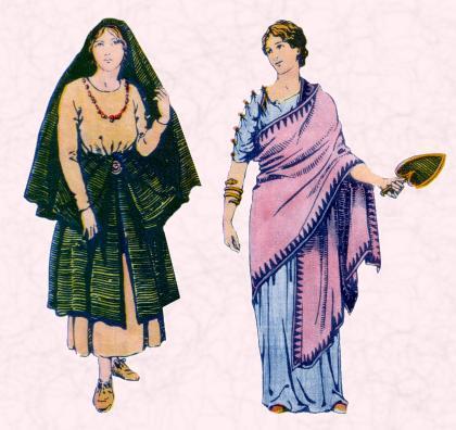 Roman Dress - Women Women wore long tunics belted at the waist. After a girl married, she wore a long woollen tunic called a stola.