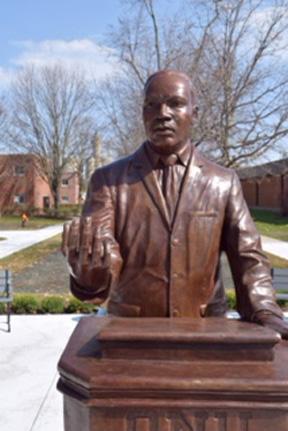 The sculpture of Dr. Martin Luther King Jr. is now prominently displayed on the campus of Ohio Northern University.
