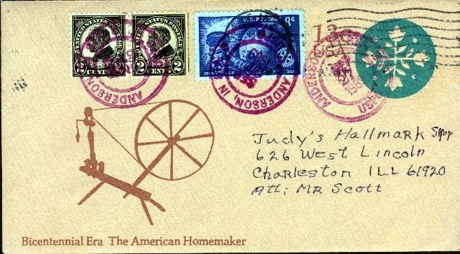 Interesting cover labeled the American Homemaker, showing a crude spinning wheel.