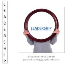 CMD There is a day on Leadership at Christ Church Chislehurst on Saturday 10 th October. Speakers include Nigel Daly Tonbridge Archdeaconry Deputy Warden of Lay Ministry, and Bishop James.