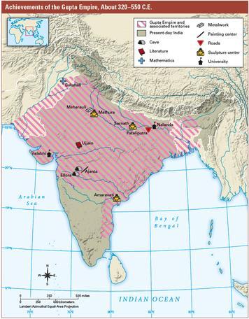 After the Mauryan Empire fell in about 187 B.C.E., India broke apart into separate kingdoms. For about 500 years, these smaller kingdoms fought each other for land and power. Beginning around 320 C.E., a second great empire arose in India: the Gupta Empire.