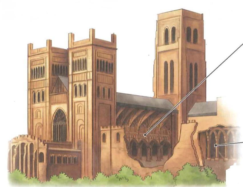 Why did Durham Cathedral become a site for pilgrimages? 6. What do we mean by the Romanesque style? 7. Which monastic order lived in the monastery at the Cathedral? 8.
