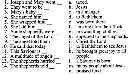 Angels testified that Jesus is the Son of God. Read Luke 2:3 18, and then match the phrases to make true statements. Ask your teacher to hear you say the books of the New Testament.